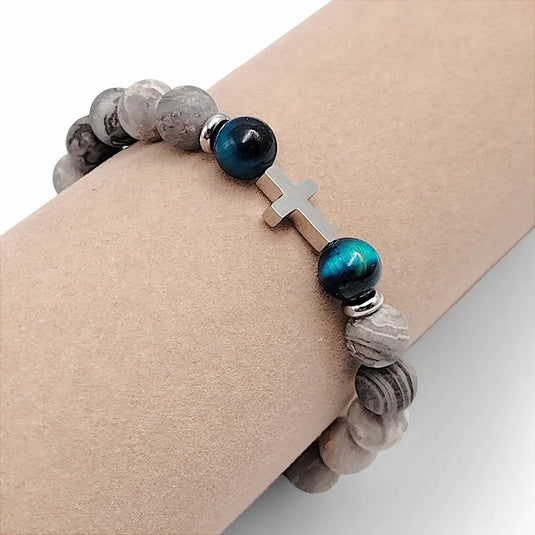 Pánsky desiatok so šedým jaspisom a mačacím okom - Gracefolk