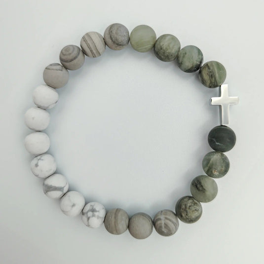 Pánsky náramok z vápenca s krížikom - Gracefolk