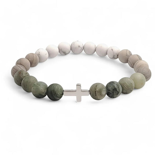 Pánsky náramok z vápenca s krížikom - Gracefolk