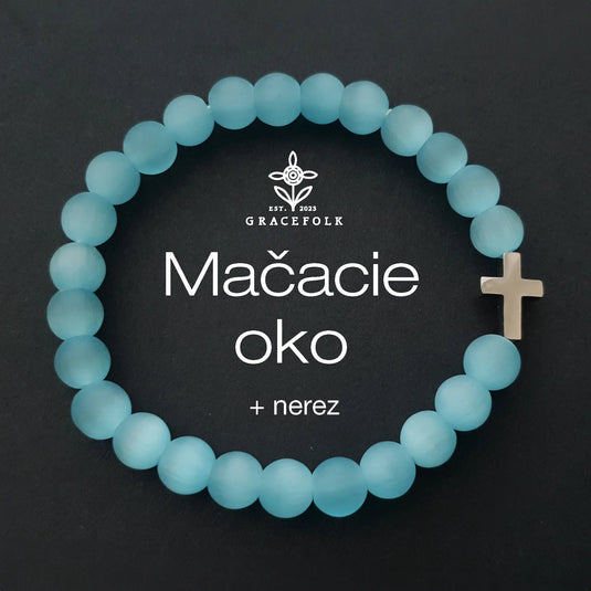 Ruženec na ruku z prírodného kameňa "mačacie oko" - Gracefolk