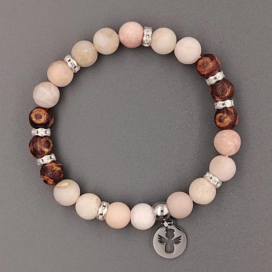 Ružový náramok s príveskom anjelikom - Gracefolk