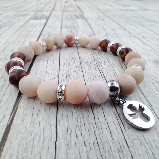 Ružový náramok s príveskom anjelikom - Gracefolk